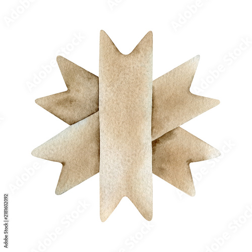 Konstfotografi Paper Christmas snowflake ornament watercolor illustration