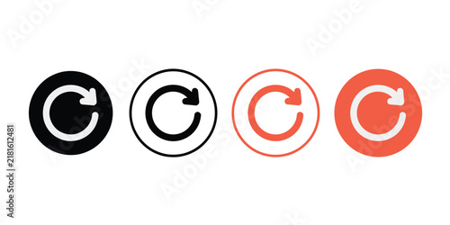 Refresh icon featuring circular arrows for reload, update, synchronization, restart, and digital interface actions in clean vector design