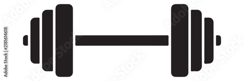 Black barbell silhouette on a white background fitness equipment design and Dumbbell Barbell Weightlifting Fitness Vector Icon