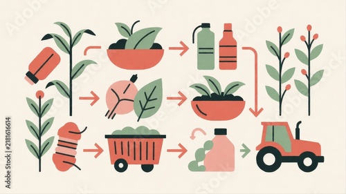 Step-by-step Garden Planting and Growth Process Illustration
