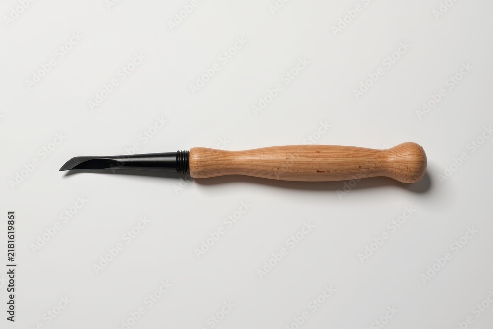 Fototapeta premium Wood carving knife with wooden handle isolated on white background