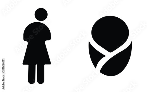 Mother breastfeeding infant icon vector illustration showing parental care symbol in simple black flat graphic design