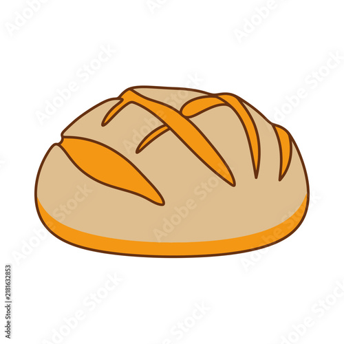 Fresh Baked Round Loaf of Crusty Wheat Bread Close Up