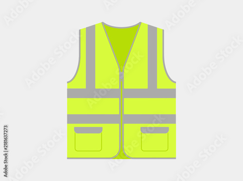 High Visibility Yellow Safety Vest with Reflective Stripes Illustration.
