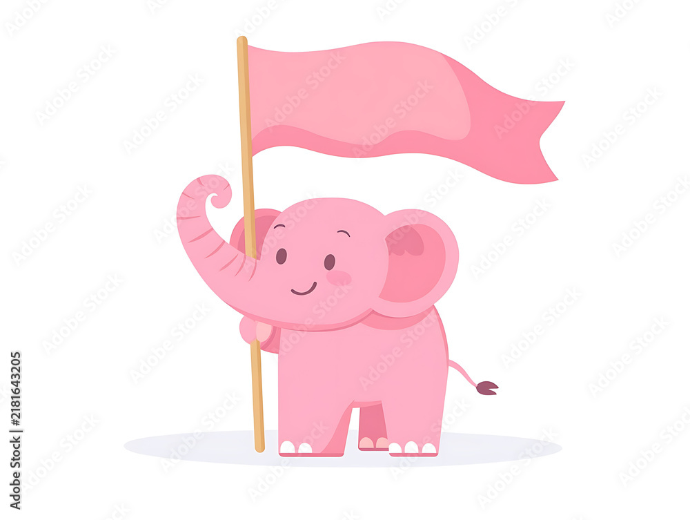 Fototapeta premium Cute elephant illustration in flat vector style isolated on white background