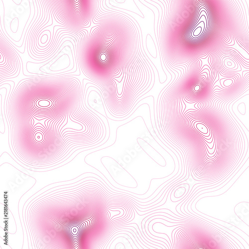 Seamless topographic contour line pattern in romantic pink and fuchsia gradient, tileable abstract background design for beauty, fashion and wedding branding, transparent background