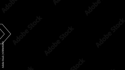 Single white outlined chevron arrow pointing right isolated on a deep black background for