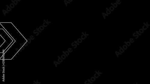 Minimalist white geometric chevron arrow outline isolated on a solid black background for