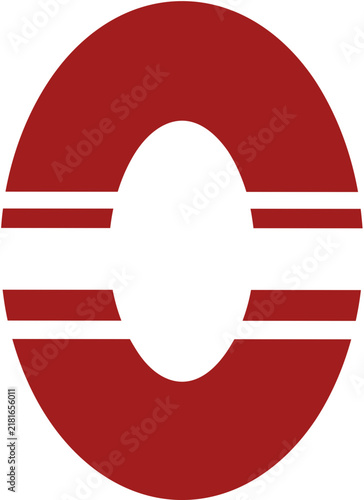 Red and white abstract geometric logo design on white background