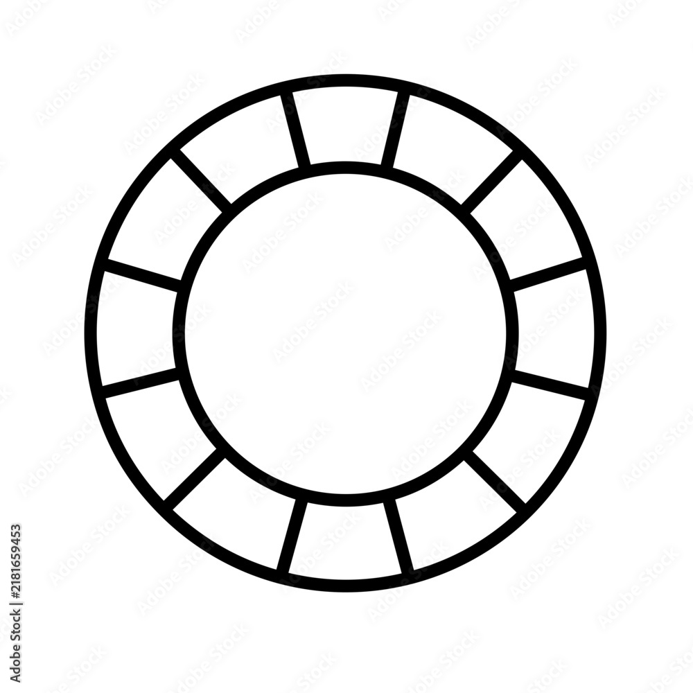 Fototapeta premium Poker chip icon, black glyph vector symbol for web and app interface design