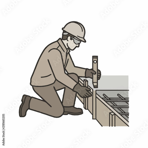 Clean of a Worker Using a Transit Level for Precise Construction Measurement with high quality professional line art symbols for modern creative design and digital branding projects