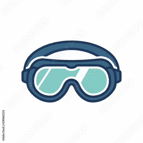 Clean of Blue Diving Goggles with Light Blue Lens for Underwater Activities with high quality professional line art symbols for modern creative design and digital branding projects