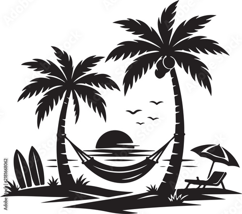 Palm trees vector design for tropical vacation and summer silhouette vector