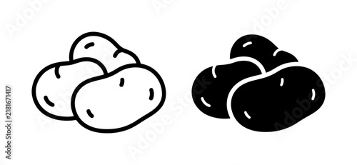 Foto Potato Icons, Simple Vector Graphics of Root Vegetables, Food Ingredients
