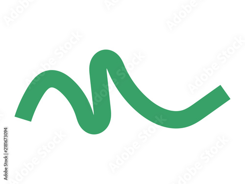 Abstract Green Color Line. Wave Shape Graphic Element. Vector Organic Wavy Ribbon. Doodle Geometric Line for Poster Design, Dynamic Logos, Organic Icons and illustrations