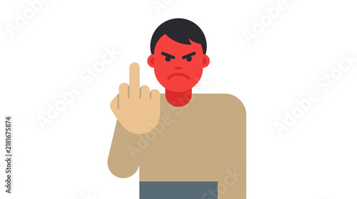 Bild auf Leinwand Angry Man Showing Middle Finger Isolated