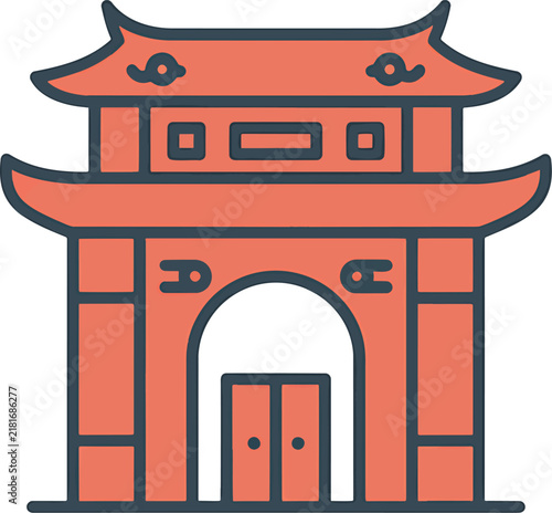 Traditional Chinese Paifang Gate Icon Illustration