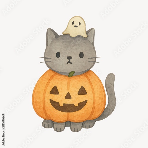 Cute Halloween cat illustration