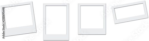 White picture frame and image gallery border with circle square rectangle shadow outline blank molding baseboard vector isolated on transparent background element