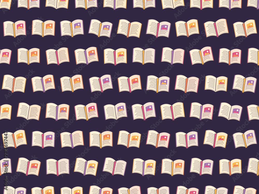 Obraz premium Open Books Colorful Reading Library Pattern Background