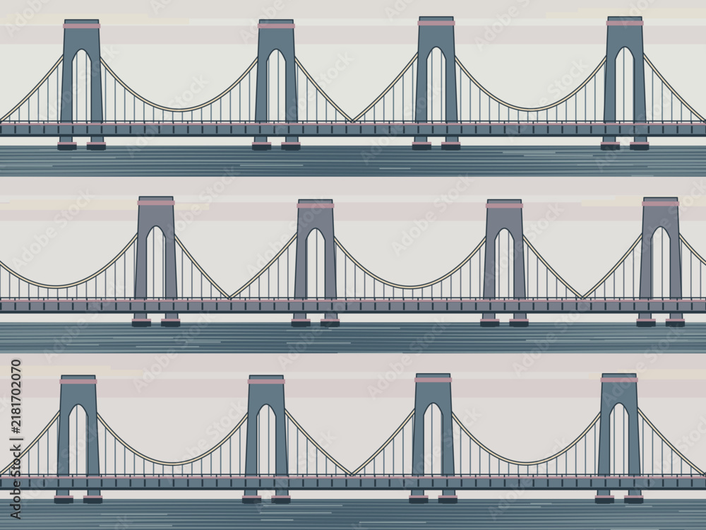 Fototapeta premium Architectural Suspension Bridge Print With Sweeping Cables