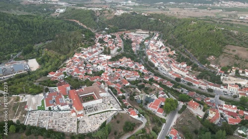 Aerial View of Alenquer Town and Surrounding Countryside in Portugal