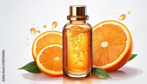 ai generated image of vitamin c serum with orange slices isolated on white background