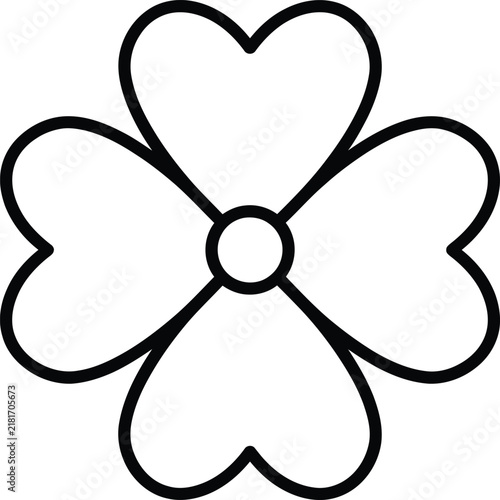 Simple line art flower illustration isolated on white background