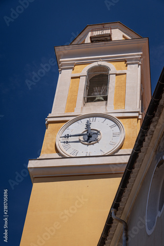 Clocktower of Église Saint-Michel de Villefranche-sur-Mer, Villefranche-sur-Mer, Provence-Alpes-Côte d'Azur, France