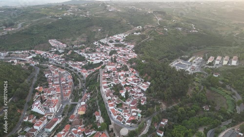 Aerial View of Alenquer Town and Surrounding Countryside in Portugal