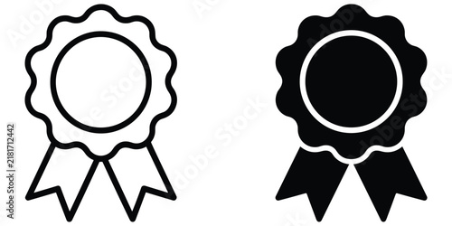 Foto Black outline and filled rosette icon design element for achievement award or qu