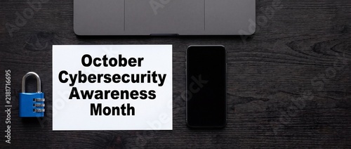 Cybersecurity awareness month in october with lock phone