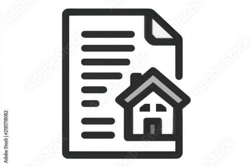 House on document icon for real estate contract
