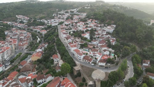 Aerial View of Alenquer Town and Surrounding Countryside in Portugal