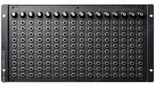 Isolated vintage analog synthesizer patch bay module with jack sockets