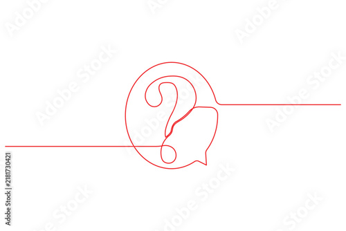 Question mark speech bubble continuous one line art editable stroke vector illustration
