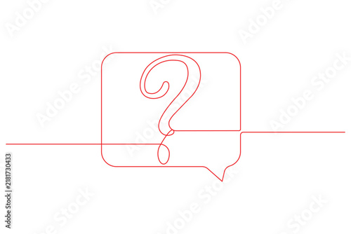 Question mark speech bubble continuous one line art editable stroke vector illustration