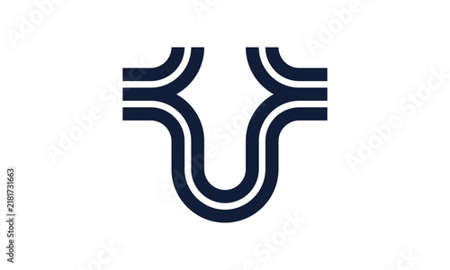 Abstract Monogram Letter U Line Art Logo Design