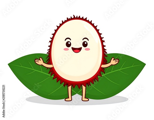 Cartoon Durian Fruit Character Smiling.