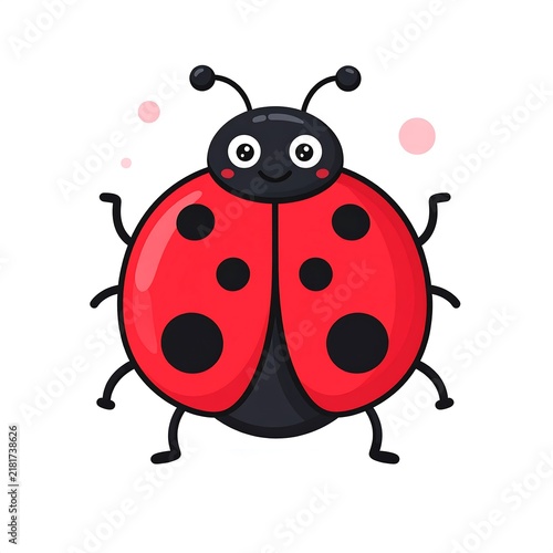 Cute cartoon red ladybug illustration.