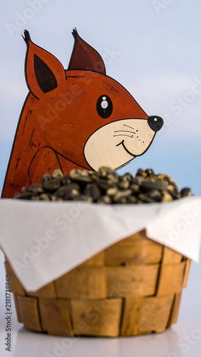 Cute Fox Figurine Eating Acorns.