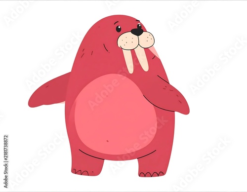 Cartoon Walrus Illustration Character Design.