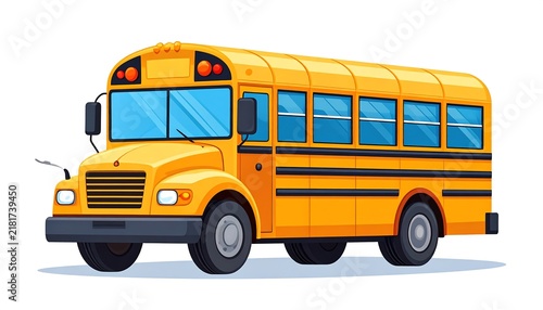 Yellow School Bus Illustration Vector.