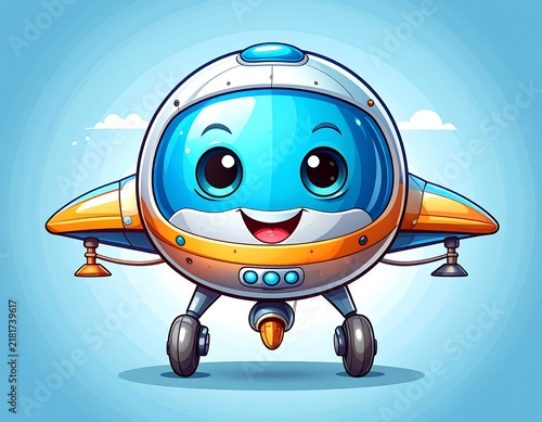 Cartoon Jet with Happy Face Design.