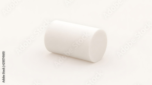 White cylinder on clean background studio shot minimalist design