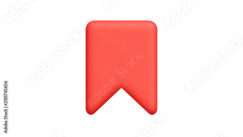 Bookmark Icon in Red 3D Style for App Interface