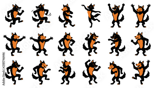 Foto A collection of funny werewolf vector art characters showing various poses and e