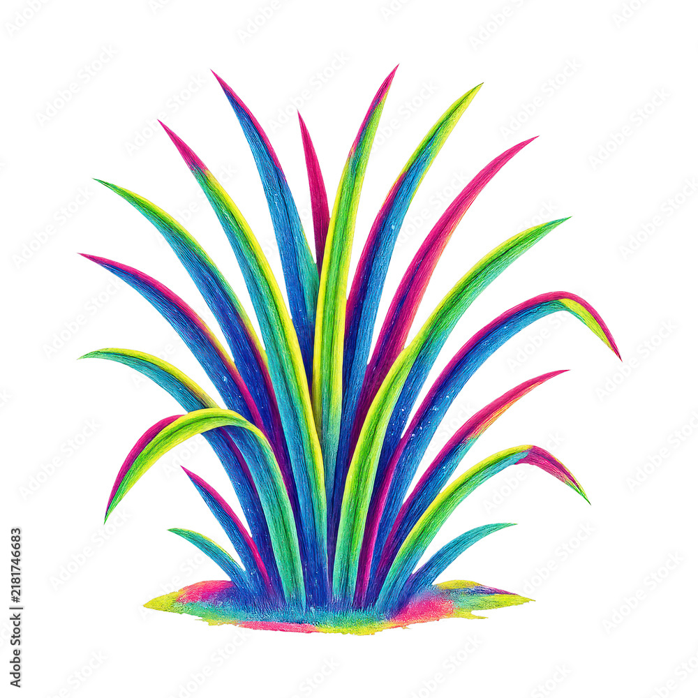 Obraz premium PNG Vibrant colorful abstract plant illustration.
