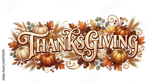 Modern Editorial Thanksgiving Typography Illustration