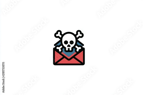 Danger skull and crossbones on email envelope icon